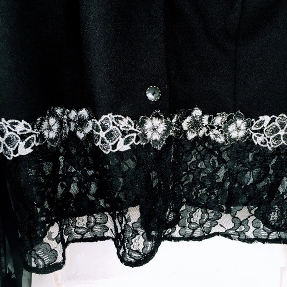 Vintage 80's 90's Sheer Black Top Jacket Lace Silv - Picture 8 of 8